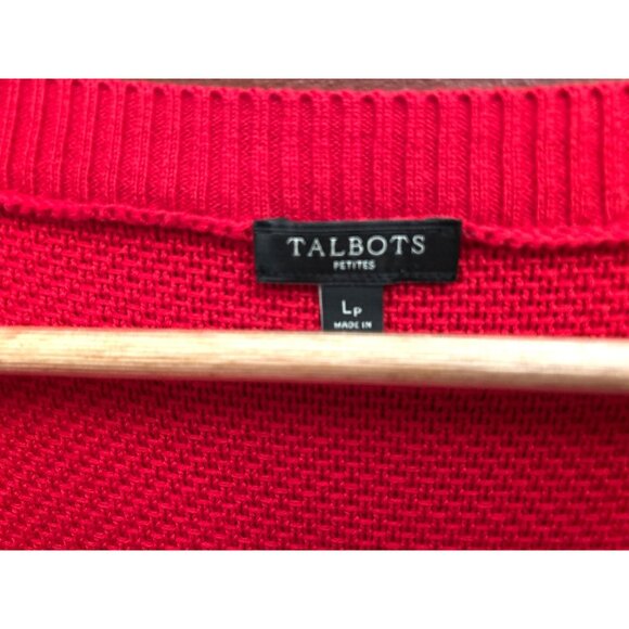 Talbots Petites Nautical Stripe Anchor Sweater Button Shoulder Preppy Coastal LP - Picture 4 of 6